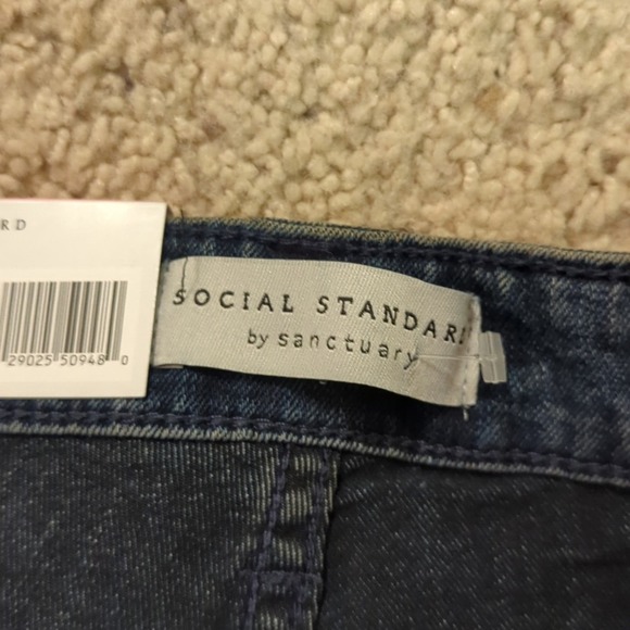 Sanctuary Social Standard High Rise Crop Straight Raw Hem Ankle Jeans Women's 14 - Picture 10 of 12